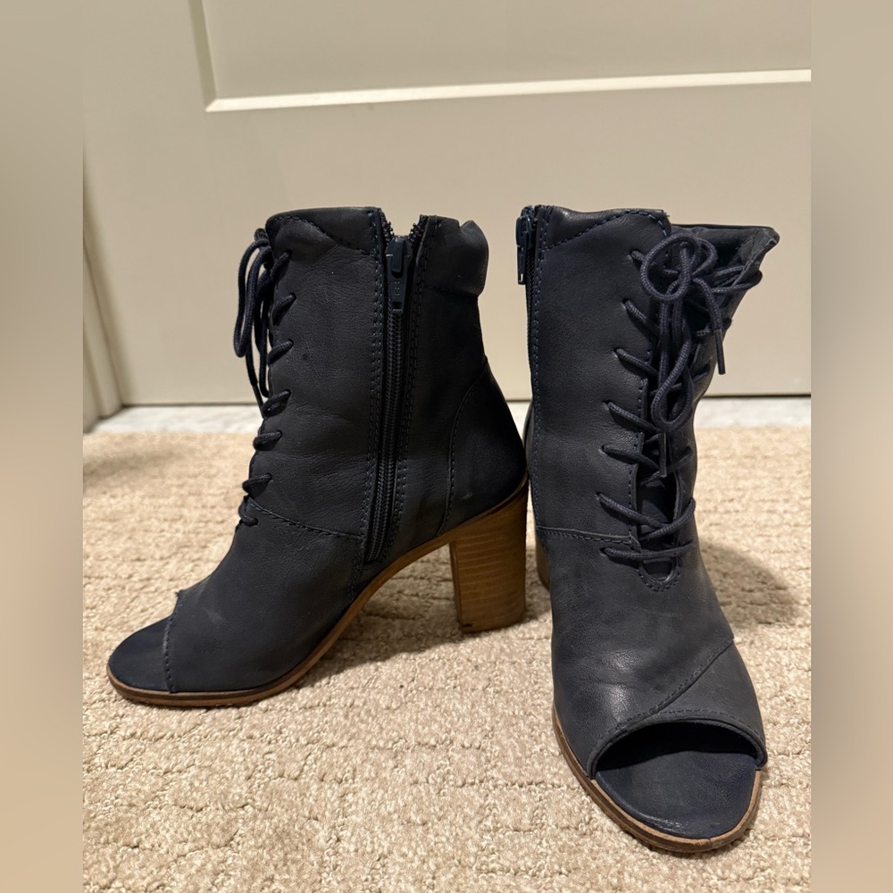 Elegant Black Peep-Toe Ankle Boots